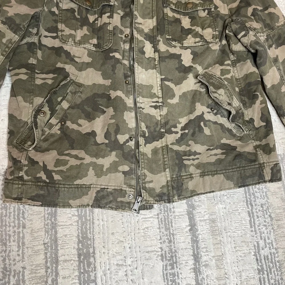Levis Mens Camo Sherpa Lined Trucker Jacket BROKEN ZIPPER Workwear Military (L) - Picture 5 of 15